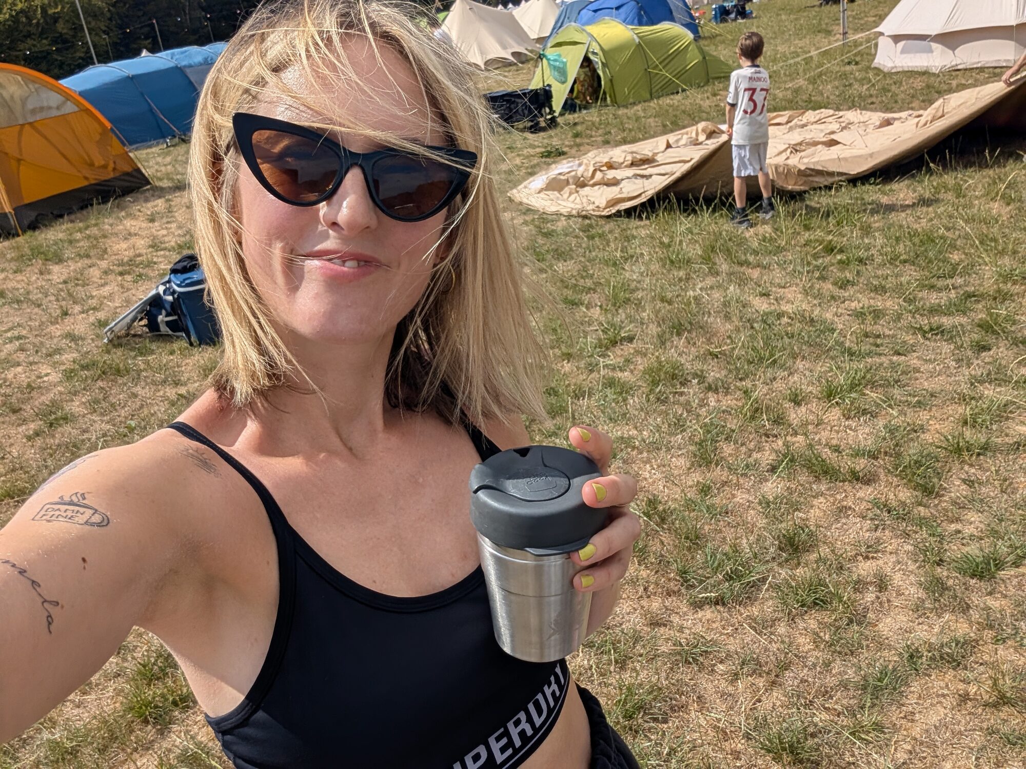Sophie at a summer festival campsite